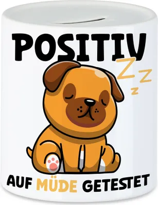 Produktbild von Positiv Auf Müde Getestet Spardose Träumer Langschläfer Schlaftier Faulheit Schlafmütze Schlaf Hund Faulheit