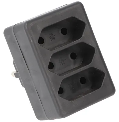 Produktbild von Mehrfachsteckdose 3-fach schwarz für Euro-Stecker ohne Schalter ohne Zuleitung