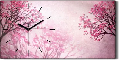 Produktbild von Wanduhr Uhr Wandbild Leinwand 60x30 Malerei Abstrakte Bäume Zweige Blumen - schwarze Hände
