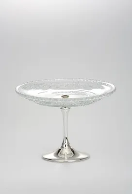 Produktbild von Konfektplatte  Glas auf Fuß Höhe 11,0 cm Durchmesser 15,0 cm versilbert Anlaufgeschützt