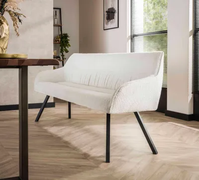 Produktbild von Esszimmer Sitzbank 192 cm Boucle Weiß / Schwarz