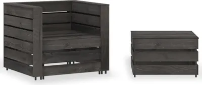 Produktbild von 2-tlg. Garten-Paletten-Lounge-Set Kiefernholz Grau Imprägniert