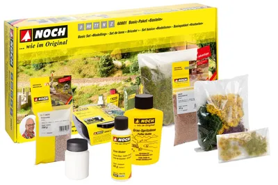 Produktbild von NOCH Basic-Paket Basteln Start-Set für Modell-Landschaftsbau mit Streugras, Schotter, Strukturpaste und Water-Drops für Einsteiger.