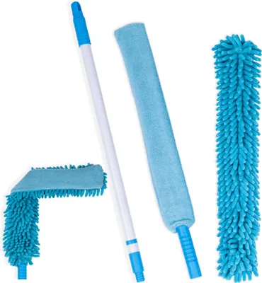 Image de Plumeau télescopique, 140 cm, flexible, lavable, avec 2 housses en microfibre
