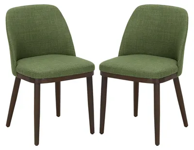 Image de Lot de 2 Chaises de Salle à Manger – Chaises Design Confortables en Tissu avec Pieds en Bois Massif, Vert