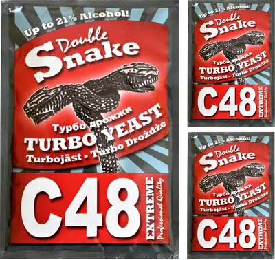 Produktbild von HUGBERT Turbohefe Double Snake C48 Vodka Alkohol Gärhefe Weinhefe Brennhefe 21%, 3 Stück