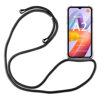 Zdjęcie produktu dla Etui na telefon komórkowy Xiaomi Redmi A2 z paskiem, pokrowcem i sznurkiem, czarne