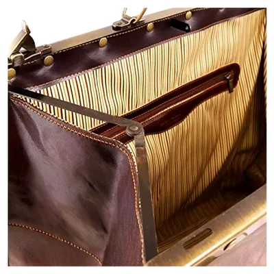 Produktbild von Kleine dunkelbraune Lederreisetasche mit Maulbügel