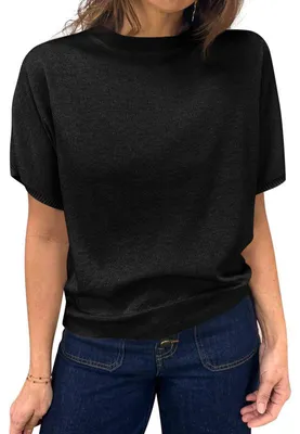 Produktbild von Kurzärmeliger Strickpullover mit Rundhalsausschnitt für Damen