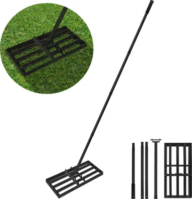 Image de LZQ Râteau à gazon Raclette à gazon, 50x25cm Levelingrake Leveler Lawnleveling avec poignée en caoutchouc, application de topdressing, longueur réglable de 95,5cm à 185cm
