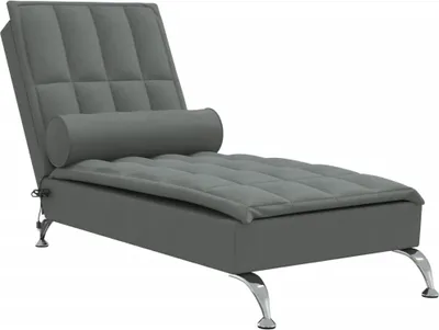 Produktbild von Massage-Chaiselongue mit Nackenrolle Dunkelgrau Stoff
