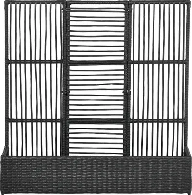 Produktbild von Blumenkasten mit Spalier, wetterfest, Polyrattan, 103 x 103 x 29 cm, Schwarz