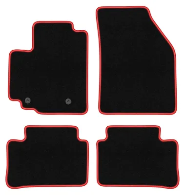 Productafbeelding van Velours automatten voor Opel Agila B 2008-2014 (hatchback) – 4-delig, zwart/rood, op maat – Wielganizator CARLUX