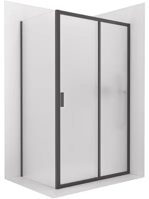 Obrázek produktu pro CERANO - Sprchový kout Varone LINE L/P - 6 mm - černá matná, mléčné sklo - 140x90 cm - posuvný