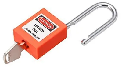 Produktbild von Sicherheitsvorhängeschloss Lockout Orange 38mm Stahlbügel gleichschließend für Elektrik/Hydraulik/Pneumatik