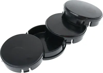 Produktbild von 4x 64mm Nabenkappen Felgen Deckel Radnaben Kappen Schwarz Gewölbt kompatibel mit VOLVO 850 740 S60 S80 V40 V60 XC70 XC90 C30