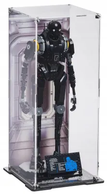 Produktbild von Blacked Brick Vitrine mit bedruckter Rückwand für LEGO® 75434 Star Wars – Sicherheitsdroide K-2SO™