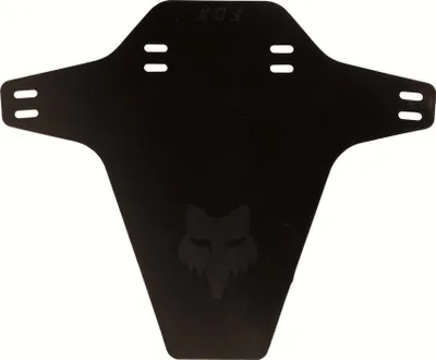 A black bicycle mudguard with the FOX logo.