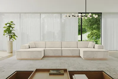 Produktbild von ALTDECOR Ecksofa in U-Form IREA-U2 386x165x80 cm Beige Corner Sofa Bett Eckcouch Couch L-Form Wohnlandschaft Cauchsofa