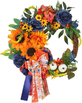 Produktbild von Künstlicher Blumenkranz für Türen, Herbst, Erntedankfest, einfache Montage