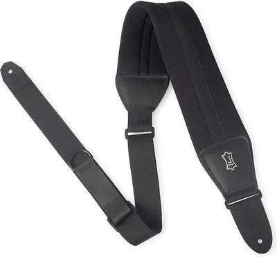Immagine prodotto di Cinghia per chitarra Famanu in neoprene nero con dettagli in pelle - Lunghezza regolabile