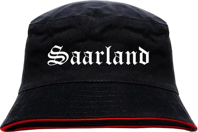 Produktbild von Saarland Anglerhut - Altdeutsche Schrift - Schwarz-Roter Fischerhut L/XL SchwarzRot