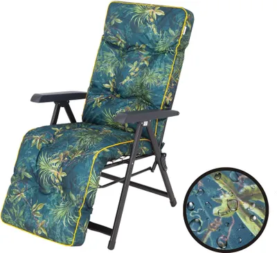 Produktbild von Bjird Liegenauflage Auflage für Gartenstuhl mit Fußstütze, Auflage für Gartenliege Liegestuhl mit mit Bindebänder und Gummi-Befestigungsbänder - 160 x 50 cm, Grünes Gras