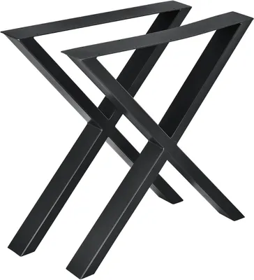 Produktbild von Tischgestell Greith 2er-Set X-Form Tischbeine aus pulverbeschichtetem Stahl für Esstisch und Schreibtisch, Schwarz 69 x 72 cm