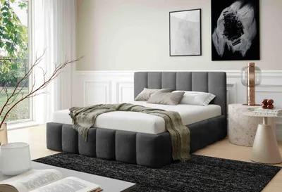Obrázek produktu pro Manželská čalouněná postel 180x200 SERAFINA - antracit