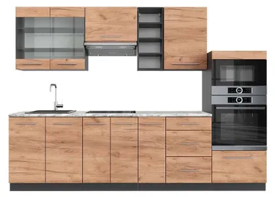 Immagine prodotto di Cucina componibile Vicco Fame-Line Rovere dorato/antracite 280 cm , PL Marmo, Model 42675