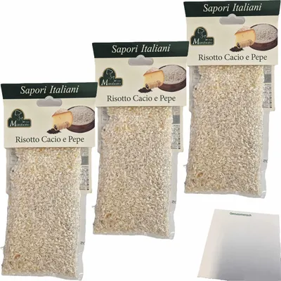 Produktbild von Marabotto Risotto Cacio e Pepe - Käse & Pfeffer 3er Pack (3x250g Packung) + usy Block