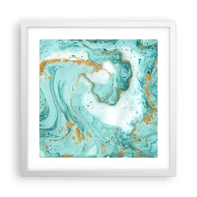 Produktbild von Gerahmtes Poster - Weißer Rahmen - Abstraktion blau Wasser modern - 40x40 cm - Wand Bild - Wanddeko - Wandbilder - Wandposter - Bilderrahmen - Bilder - Kunstdruck - Wandbild - P2WAC40x40-2937