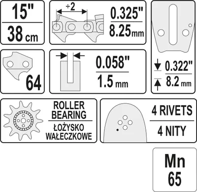 Produktbild von Kettenführung für 15'' 325U Sägen - YT-84934
