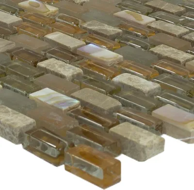 Produktbild von Glas Naturstein Mosaik Zafferana Braun Beige