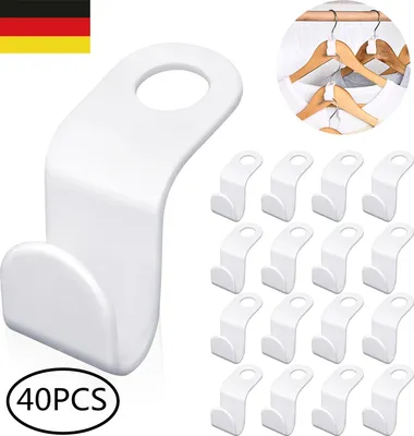 Produktbild von 40STK Kleiderbügel Verbindungshaken Schrankclip Platz sparender Weiß Kleiderbügel