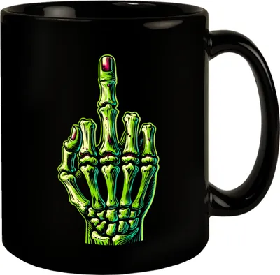 Produktbild von Zombieskeletthand Mittelfinger Tasse schwarz in Schwarz