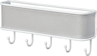 Produktbild von mDesign Briefablage Schlüsselbrett Organizer 5 Haken Wandmontage Grau Weiß