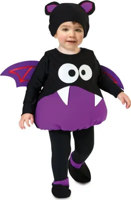 Produktbild von Süßes Fledermaus-Kostüm für Kleinkinder Halloween lila-schwarz 1-2 Jahre (80-92 cm)