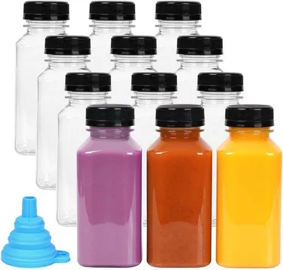 Zdjęcie produktu dla Butelki plastikowe 270 ml - Wielorazowego użytku - Bez BPA - Lekkie - Z szczelnymi zakrętkami - Idealne dla dzieci i podróży - Butelki do picia