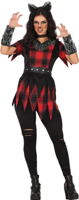 Produktbild von Werwolf Halloween Abenteuerfigur Kostüm Eigenwillig Rot Schwarz, Größe: 38 - 40 (M) Farbe: Rot / Schwarz