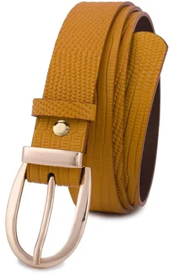 Produktbild von Damen-Ledergürtel für Anzughosen, gelbes Naturleder, 3 cm, Beltimore