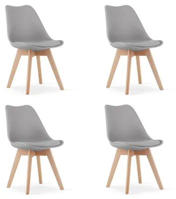 Produktbild von 4er-Set graue Stühle Mark mit Beinen aus Buchenholz