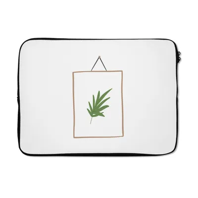 Produktbild von MuchoWow® Laptop Hülle 14 ZollPflanze - Rahmen - Weiß - Abstrakt Laptoptasche - Laptoptasche - Stoßsicher - Schutzhaube