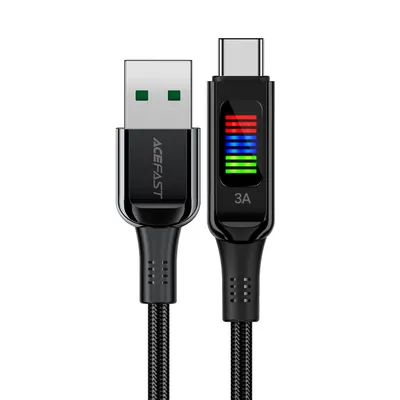 Produktbild von Acefast C7-04 USB-A zu USB-C Kabel 60W, 1.2m mit Display - Schwarz