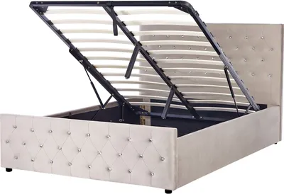 Produktbild von BELIANI Polsterbett Taupe Samtstoff 140 x 200 cm mit Bettkasten Hochklappbar u. Hohem Kopfteil Doppelbett Elegantes Modernes Gesterfield Design