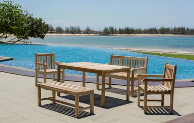 Produktbild von Möbilia Garten Sitzgruppe 5-tlg aus Teak-Holz | 2 Armlehnstühle, 2 Bänke, 1 Tisch | B 0 x T 0 x H 0 cm | natur | 11020021 | Serie GARTEN