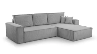 Produktbild von AX LIVING Cord Couch L Form – Cedria L+R Wohnlandschaft 287 cm Hellgrau