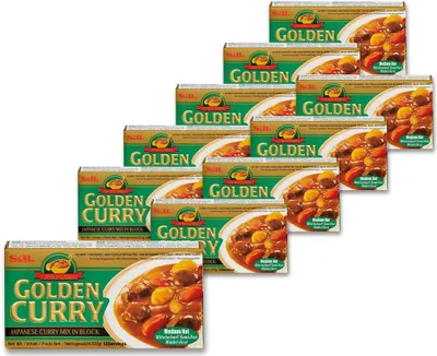 Produktbild von 10er Pack S&B GOLDEN CURRY Japanisches Curry Mix in Würfel (10x 220g) Mittelscharf | Medium Hot