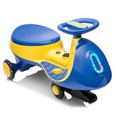 Immagine prodotto di Auto elettrica per bambini 12V, auto elettrica a pedali con 2 velocità e protezione antiribaltamento, Bluetooth, per bambini dai 3 anni in su, blu e gialla