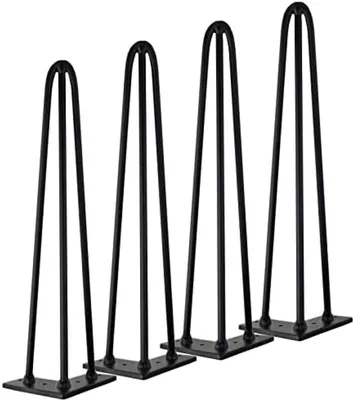 Produktbild von PolkaHome® Set von 4 Haarnadeltischbeinen, 35 cm, schwarz, Stahl, bis 190 kg belastbar